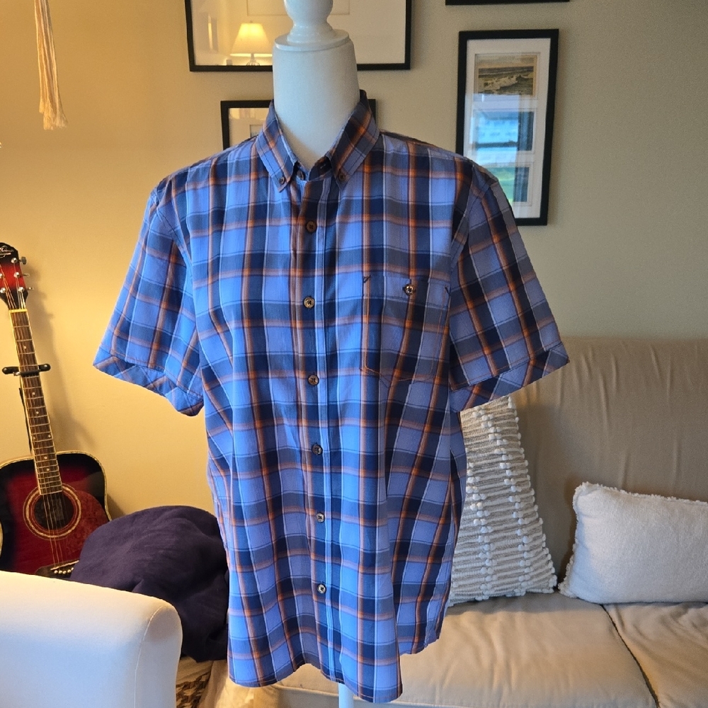 EUC Mn 7 Diamonds Short Sleeve Plaid Shirt Size Large